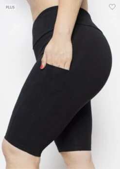 BT-Z {Challenge Me} Black Biker Shorts W/Pockets PLUS SIZE 1X 2X 3X