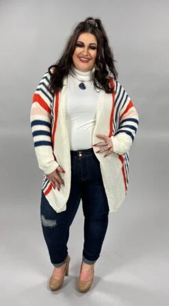 37 OR 12 OT-N {Making Way} Beige/Striped Cardigan PLUS SIZE 2X/3X -Curvy Chic Boutique image 36e1817f 862d 41a2 b173 9a64b371ac9c
