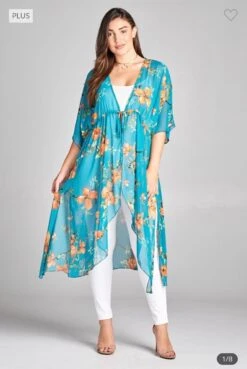 LD-S {Pretty Much Perfect} Jade Floral Tie Waist Kimono PLUS SIZE 1X 2X 3X SALE!! -Curvy Chic Boutique image 377c8192 678b 4a29 9097 42a17b9d4cff