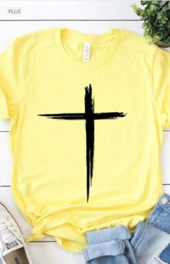 26 GT-M {Find Inner Peace} Yellow Cross Print Graphic Tee PLUS SIZE 2X 3X -Curvy Chic Boutique image 37cca8dd c71c 433a a10f 94341c6bde52