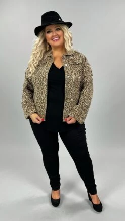 21 OT-B {All I Could Want] Distressed Leopard Jacket PLUS SIZE 1X/2X 2X/3X