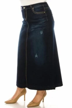 LEG- 16 {Next Adventure} Dark Indigo Wash Stretch Denim Skirt PLUS SIZE 1X 2X 3X