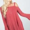 15 OS {For A Night Out} Rose Top W/One Cold Shoulder PLUS SIZE XL 2X 3X