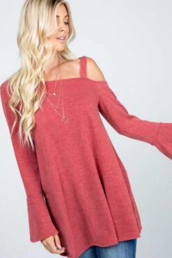 15 OS {For A Night Out} Rose Top W/One Cold Shoulder PLUS SIZE XL 2X 3X