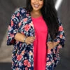 23 OT {Are You Ready} Navy/Pink Floral Kimono EXTENDED PLUS SIZE 3X 4X 5X -Curvy Chic Boutique image 3db6d0bd a69a 4f04 8274 004cfff241a2