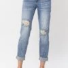 LEG-78 {Judy Blue} Medium Destroy & Paisley Print Jeans EXTENDED PLUS SIZE 16W 18W 20W 22W 24W -Curvy Chic Boutique image 3e261fc8 8a62 4865 bd60 a732b8b2d899