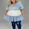 22 CP-C {Show Your Sparkle} Blue Sequin Tiered Top SALE!!!! PLUS SIZE 1X 2X 3X -Curvy Chic Boutique image 40406731 864d 4180 aa73 349202931afd