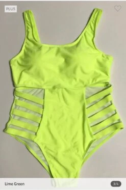 SWIM-G {Beach Cutie} Neon Lime Green One Piece Swimsuit SALE!!! PLUS SIZE 1X 2X 3X