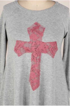 29 GT-C {Don't Cross Me} Grey Pink Cross Detail Top PLUS SIZE XL 2X 3X -Curvy Chic Boutique image 42617501 2e9f 475f 93d4 a905a1febbd6