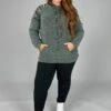 76 HD-A {Cozy On Up} Olive Hoodie W/Aztec Contrast SALE!!!! PLUS SIZE XL 2X 3X