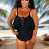 SWIM-A {Caribbean Crush} Black Ruffle One Piece Swimsuit SALE!!! PLUS SIZE 2X -Curvy Chic Boutique image 439b2f5a 00fd 443d aeec b36b0bf5a845
