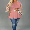 82 CP-J {Blessed And Happy} Mauve/Mixed Print Top PLUS SIZE 1X 2X 3X -Curvy Chic Boutique image 47791675 0c33 4236 8848 a8ac09ce519d