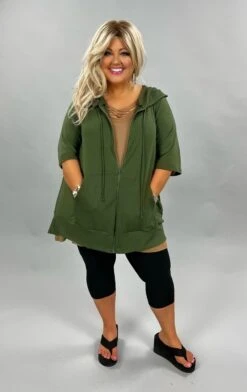 89 OT-F {Paint The Town} OLIVE French Terry Hoodie CURVY BRAND!! EXTENDED PLUS SIZE 3X 4X 5X 6X