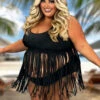 SWIM-M {Fringed Beauty} Black Fringe 2 Piece Swimsuit EXTENDED PLUS SIZE 4X -Curvy Chic Boutique image 4941a57f 0989 4c07 8b83 46808e6399e6