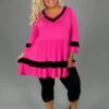 46 CP-B {Girl On The Block} Fuchsia Babydoll V-Neck Tunic CURVY BRAND!!! EXTENDED PLUS SIZE XL 2X 3X 4X 5X 6X