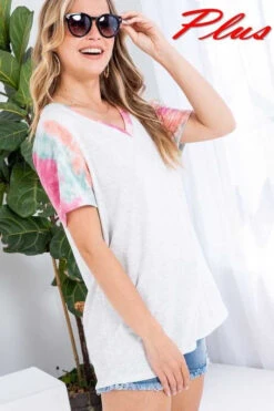87 CP-G {Keeping Honest} Heather Grey/Tie Dye Top PLUS SIZE 1X 2X 3X -Curvy Chic Boutique image 4b3bcbe6 856b 4f84 b646 35ca9ce57b9d