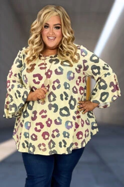 59 Or 94 {Dazzling Glow} Dusty Yellow SALE!! Animal Print Top EXTENDED PLUS SIZE 3X 4X 5X