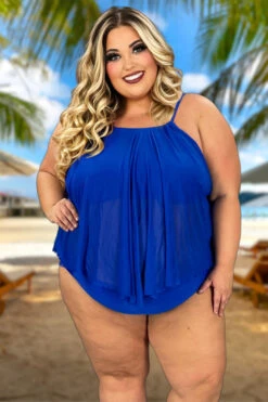 SWIM-J {Flying Blue} Bright Blue Two Piece Swimsuit SALE!!!! EXTENDED PLUS SIZE 2X 4X