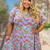 87 PSS-E {Seventies Inspired} Multi-Color Ruffle Sleeve Dress PLUS SIZE 1X 2X 3X -Curvy Chic Boutique image 4cb851d0 f0a5 48e3 84ed f7580bfa2dfa