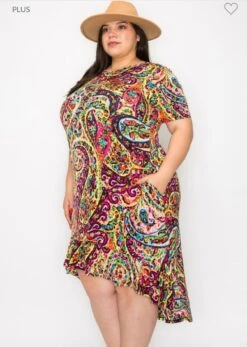 LD-X {Always Adoring} Fuchsia Paisley Printed High/Low Dress EXTENDED PLUS SIZE 3X 4X 5X -Curvy Chic Boutique image 4cda0e59 3114 4c6c a49a 4dffbd10019b