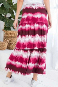 BT-I {Genuine Gratitude} BURGUNDY Tie Dye Tiered Skirt PLUS SIZE 1X 2X 3X -Curvy Chic Boutique image 4e929bd1 4dec 484a 8102 21b2dbf21388