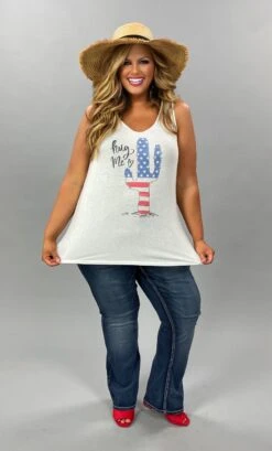 66 GT-D {Cutie Cactus} SALE! Patriotic Catcus Graphic Tee Sleeveless PLUS SIZE 1X 2X 3X