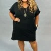 65 SSS-V {Midnight Special} SALE!! Solid Black Tunic W Pockets PLUS SIZE 1X 2X 3X