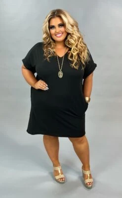 65 SSS-V {Midnight Special} SALE!! Solid Black Tunic W Pockets PLUS SIZE 1X 2X 3X