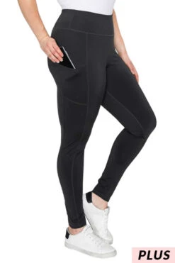 LEG-2 {On The Run} Black Leggings W/Side Pockets SALE!!! PLUS SIZE XL 1X 2X 3X