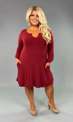 SQ-N {Let’s Chat} V-Neck Burgundy With Roll-Tab Sleeves