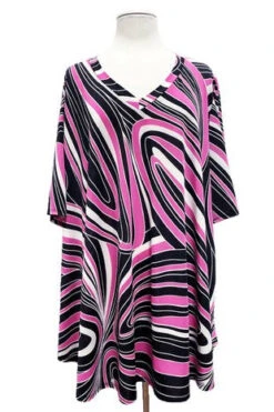 47 PSS {Once Upon A Swirl} Fuchsia/Black Swirl Print Top EXTENDED PLUS SIZE 3X 4X 5X -Curvy Chic Boutique image 53993c5b 810d 4d99 89e8 78b10332ceef