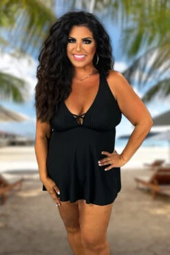 SWIM [Just Coasting} Black Ribbed 2 Piece Swimsuit SALE!!!