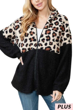 67 OT-A {One Of A Kind} SALE!!!Black Leopard Zippered Cardigan PLUS SIZE XL 2X 3X -Curvy Chic Boutique image 562b5989 e13d 4a3f 98f1 7841ec780d8b