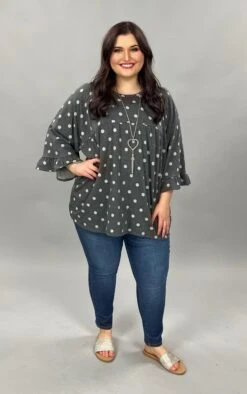 PQ- B"Let's Get Real" Gray/Polka Dot Babydoll**