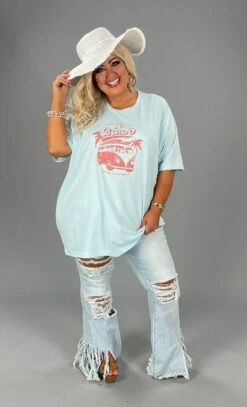 95 GT-A {Life Is Better At The Beach} H. Ice Blue Graphic Tee PLUS SIZE 2X 3X