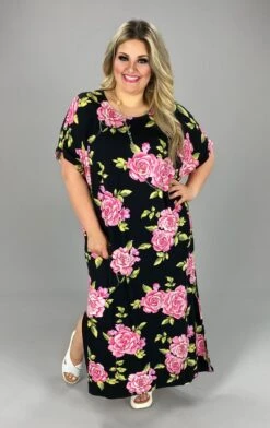 LD-J {Forever Flirt} SALE!! Black W/ Pink Floral Maxi
