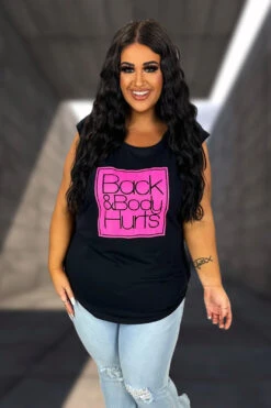 12 GT {Back & Body Hurts} SALE! Black Graphic Tee PLUS SIZE XL 2X