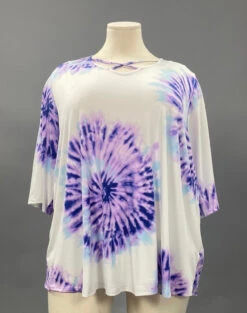 57 PQ-B {Love That Last} Purple Tie Dye Caged Neck Top CURVY BRAND!!! EXTENDED PLUS SIZE XL 2X 3X 4X 5X 6X -Curvy Chic Boutique image 5a628e33 e315 42e9 a2a8 b578b2b274c4