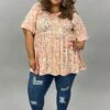 93 PSS-J {Wildflower} PEACH Floral ***FLASH SALE***Babydoll Top PLUS SIZE 1X 2X 3X -Curvy Chic Boutique image 5b8fa6e9 d6b6 405d 8ceb b57823d9996c