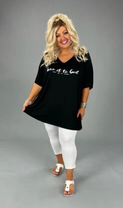 19 OR 18 GT-A {Give It To God} SALE!! Black V-Neck Graphic Tee PLUS SIZE 1X 2X 3X