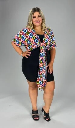 34 SET {Colorful Diamond} Black 2PC Set Dress PLUS SIZE 1X 2X 3X