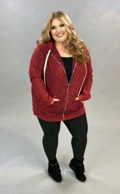 OT-M {Worth The Wait} Cabernet Mineral Wash Hoodie Jacket ***FLASH SALE***