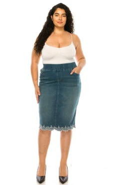 LEG-16 {Putting It Simply} Denim Embroidered Skirt EXTENDED PLUS SIZE 4X 5X -Curvy Chic Boutique image 60bf2c54 f7f4 44b5 bf7b 164a438a1d1a