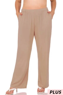 BT-I {Lovely View} Ash Mocha Drawstring Lounge Pants PLUS SIZE 1X 2X 3X