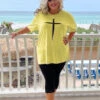 26 GT-M {Find Inner Peace} Yellow Cross Print Graphic Tee PLUS SIZE 2X 3X -Curvy Chic Boutique image 62739cd4 d6ee 4b49 9cc1 ee491b9cb89c