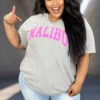 30 GT-G {Malibu} Heather Grey Pink MALIBU Graphic Tee PLUS SIZE 1X 2X 3X -Curvy Chic Boutique image 62c688d9 7449 4109 8bd7 bd5a27dc2d28