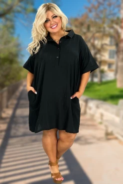 51 SSS-A {Dreamy Morning} Black Shift Dress PLUS SIZE 1X 2X 3X
