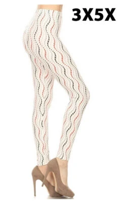 LEG-33 {Back At Ya} Ivory Print Leggings EXTENDED PLUS SIZE 3X/5X