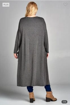 LD-Q {Class And Charm} Charcoal Long Duster W/Pockets PLUS SIZE XL 2X 3X -Curvy Chic Boutique image 6844d193 61b8 4268 b27c 0cb46c4d7f2c