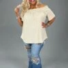 78 OS-A {Such A Sweetie} Taupe Eyelet Off Shoulder Top SALE!!! PLUS SIZE 1X 2X 3X -Curvy Chic Boutique image 68705d9f 3b6c 4112 a630 163bd40e1421